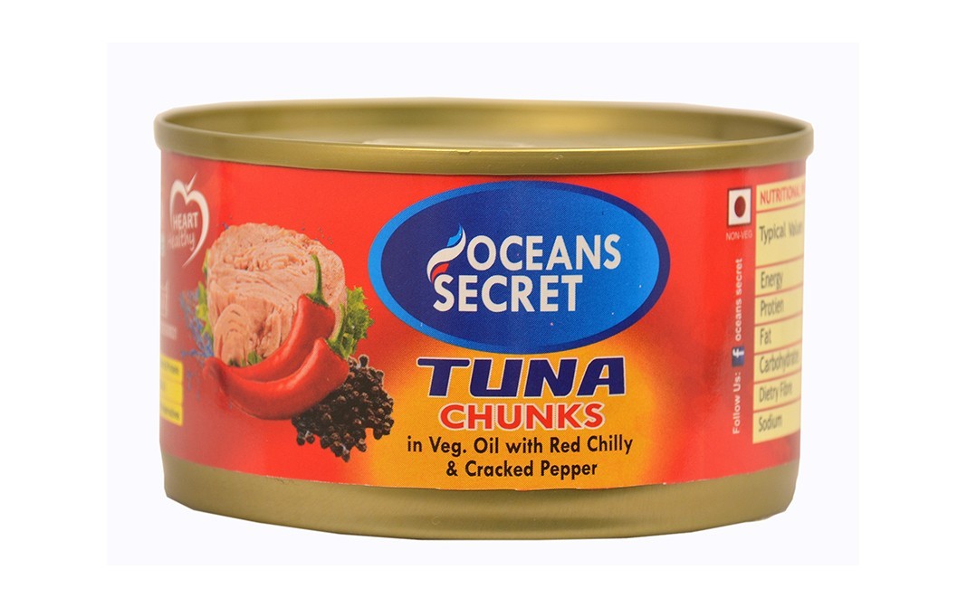Oceans Secret Tuna Chunks In Veg. Oil With Red Chilly & Cracked Pepper   Tin  180 grams